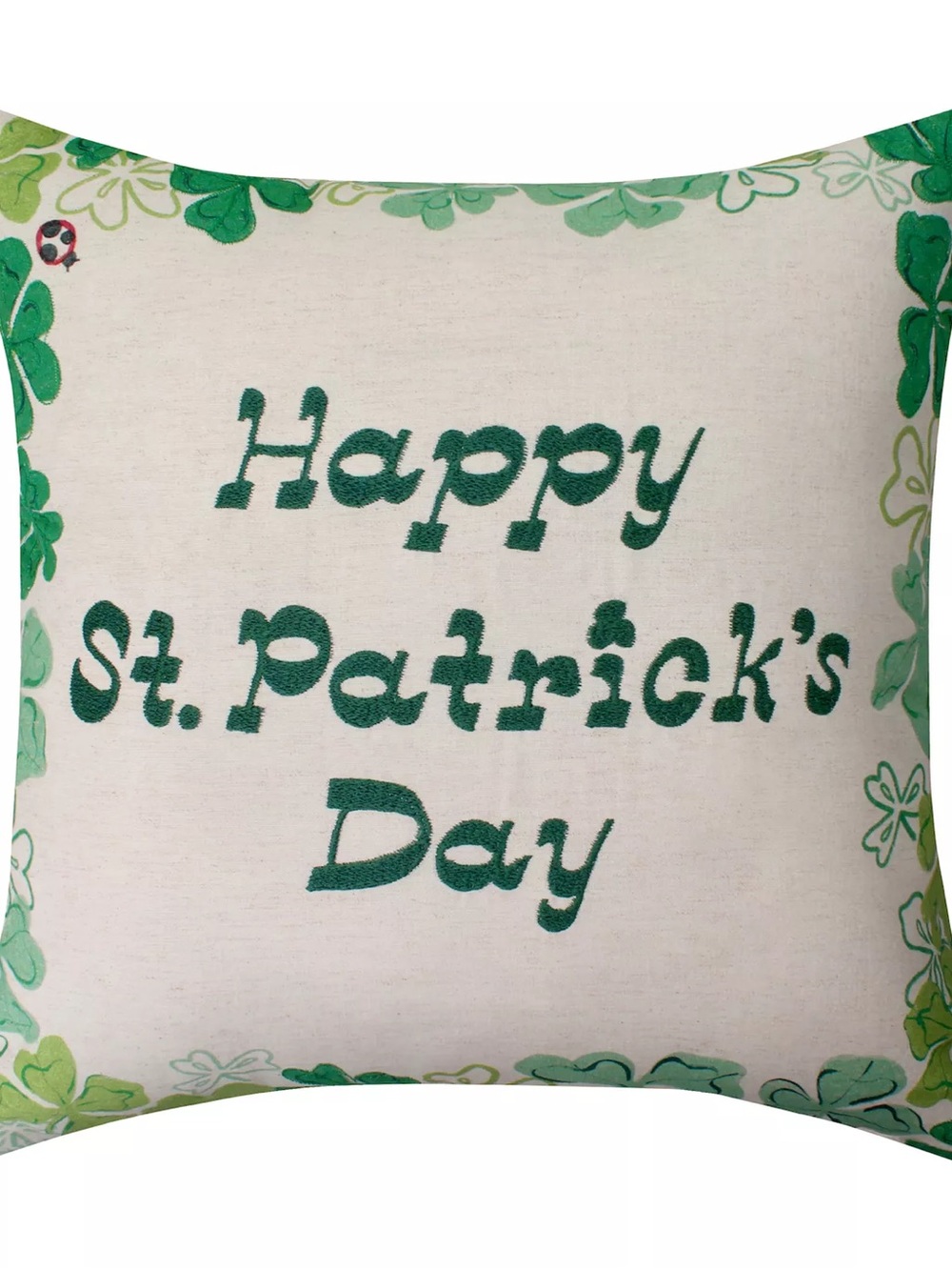 Happy St. Patrick's Day Decorative Pillow - Green and Cream